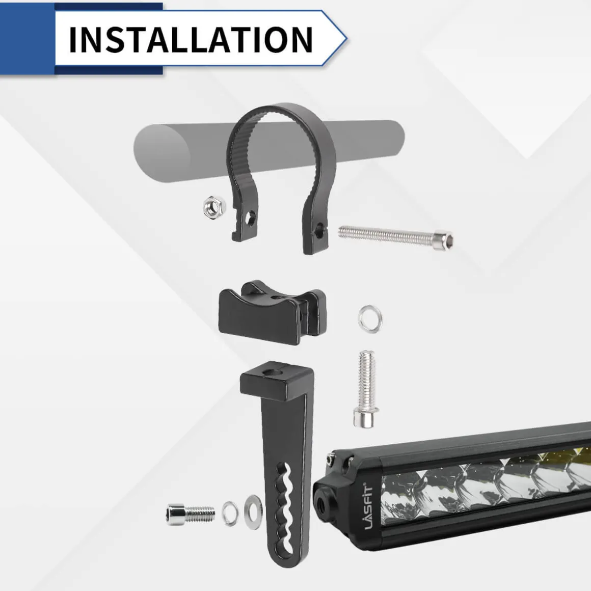 Adjustable Universal LED Light Mounting Clamps For Off Road LED Light Bar Pods | LASFIT