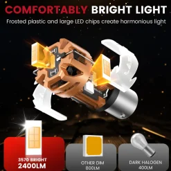 Amber 1156 CanBus-Ready Turn Signal Light LED Bulbs | D2 Series