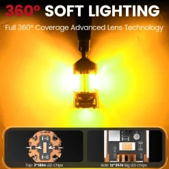 Amber 3157 CanBus-Ready Turn Signal Light LED Bulbs | D2 Series