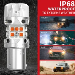 BAU15S PY21W LED Turn Signal Bulbs CanBus-Ready Amber | T3 Series