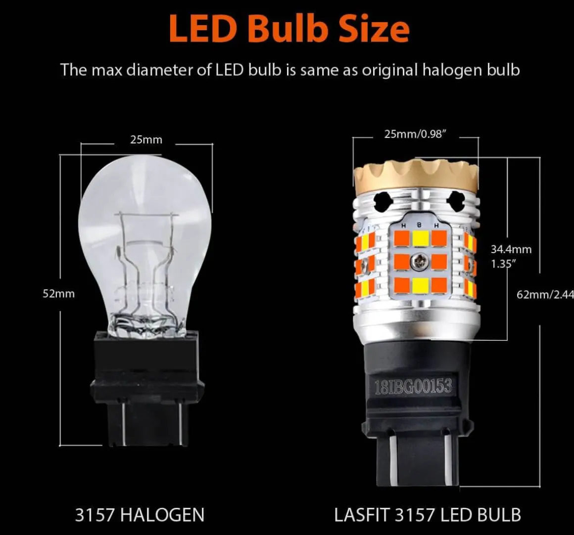 3157 3057 4057 4157 CANBUS Error Free Anti Hyper Flash Switchback LED Turn Signal Light Dual Color Bulb, 2 Bulbs