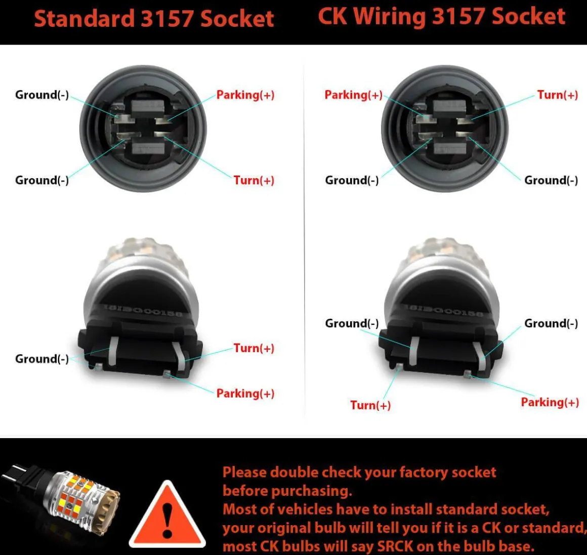 3157 3057 4057 4157 CANBUS Error Free Anti Hyper Flash Switchback LED Turn Signal Light Dual Color Bulb, 2 Bulbs