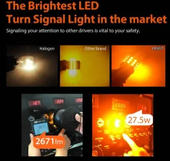 3157 3057 4057 4157 CANBUS Error Free Anti Hyper Flash Switchback LED Turn Signal Light Dual Color Bulb, 2 Bulbs