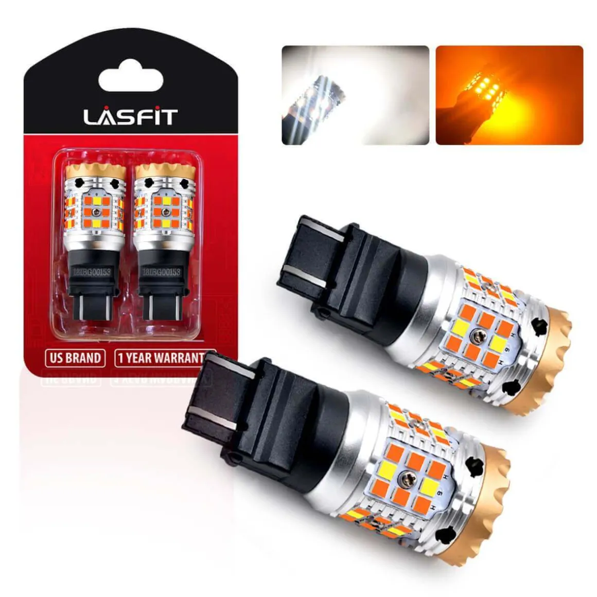 3157 3057 4057 4157 CANBUS Error Free Anti Hyper Flash Switchback LED Turn Signal Light Dual Color Bulb, 2 Bulbs