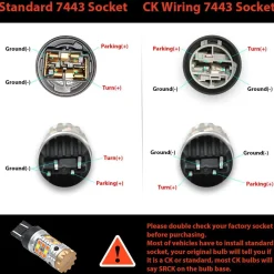 7443 7444 CANBUS Error Free Anti Hyper Flash Switchback LED Turn Signal Light Dual Color Blinker Bulb-CK Socket, 2 Bulbs