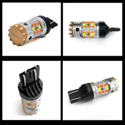 7443 7444 CANBUS Error Free Anti Hyper Flash Switchback LED Turn Signal Light Dual Color Blinker Bulb-CK Socket, 2 Bulbs