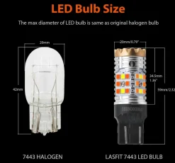 7443 7444 CANBUS Error Free Anti Hyper Flash Switchback LED Turn Signal Light Dual Color Blinker Bulb-CK Socket, 2 Bulbs
