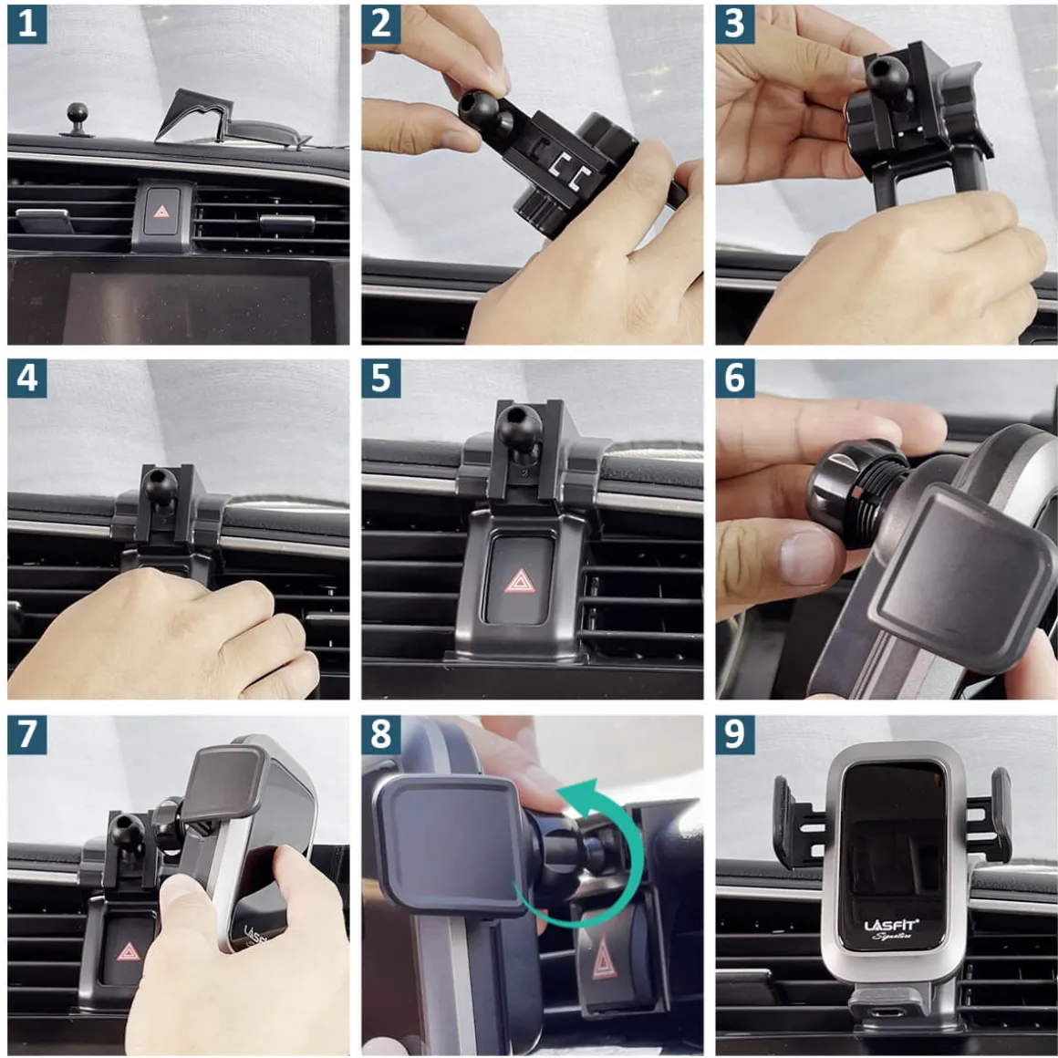 Custom Car Air Vent Clip For 0.67'' Joint Ball Cell Phone Holder