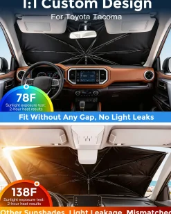 Custom-Fit Windshield Sun Shade Umbrella for 2016-2026 Toyota Tacoma