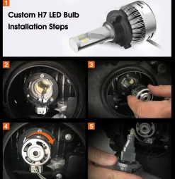 Custom H7 LED Bulbs Fit for Volkswagen Polo MK5 Touran Plug and Play Pro-VW8 | 2 Bulbs