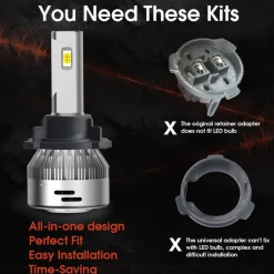 Custom H7 LED Bulbs Fit for Volkswagen Polo MK5 Touran Plug and Play Pro-VW8 | 2 Bulbs