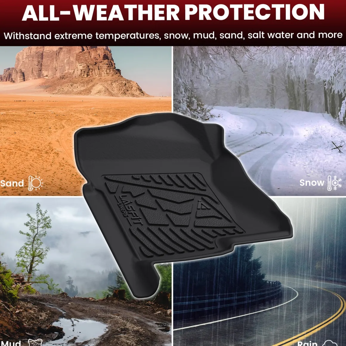 Fit for 2000-2006 Cadillac Escalade ESV 1st & 2nd Row Floor Mats, Fit 2nd Row Bench Seat Only