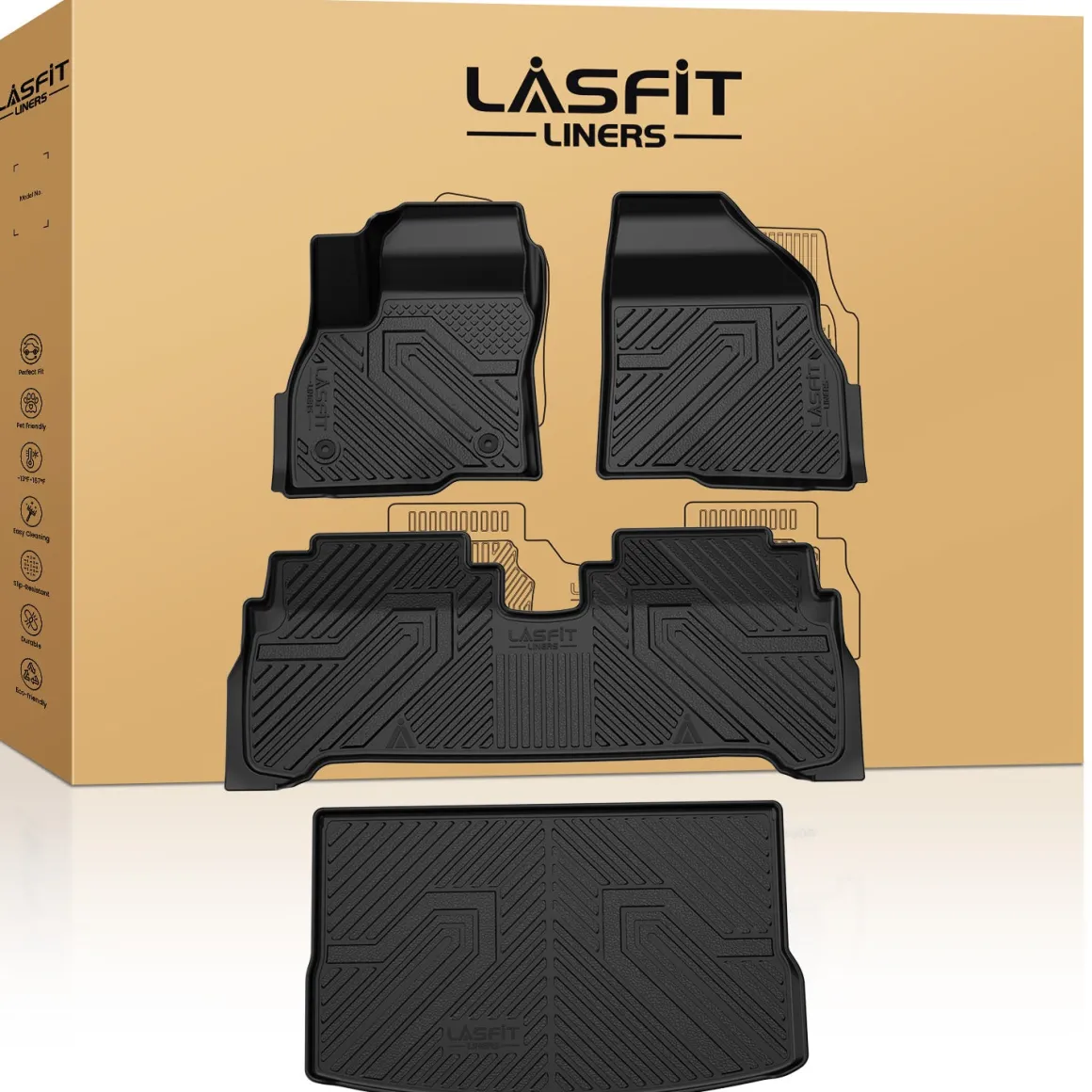 Fit for 2027 Chevrolet Bolt EV Floor Mats & Cargo Mat, Only Fit Cargo Tray in Highest Position