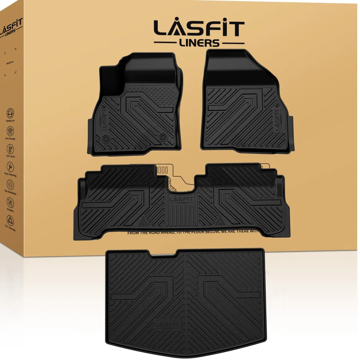 Fit for 2017-2023 Chevrolet Bolt EV Floor Mats & Cargo Mat (Placed Below the False Cargo Floor)