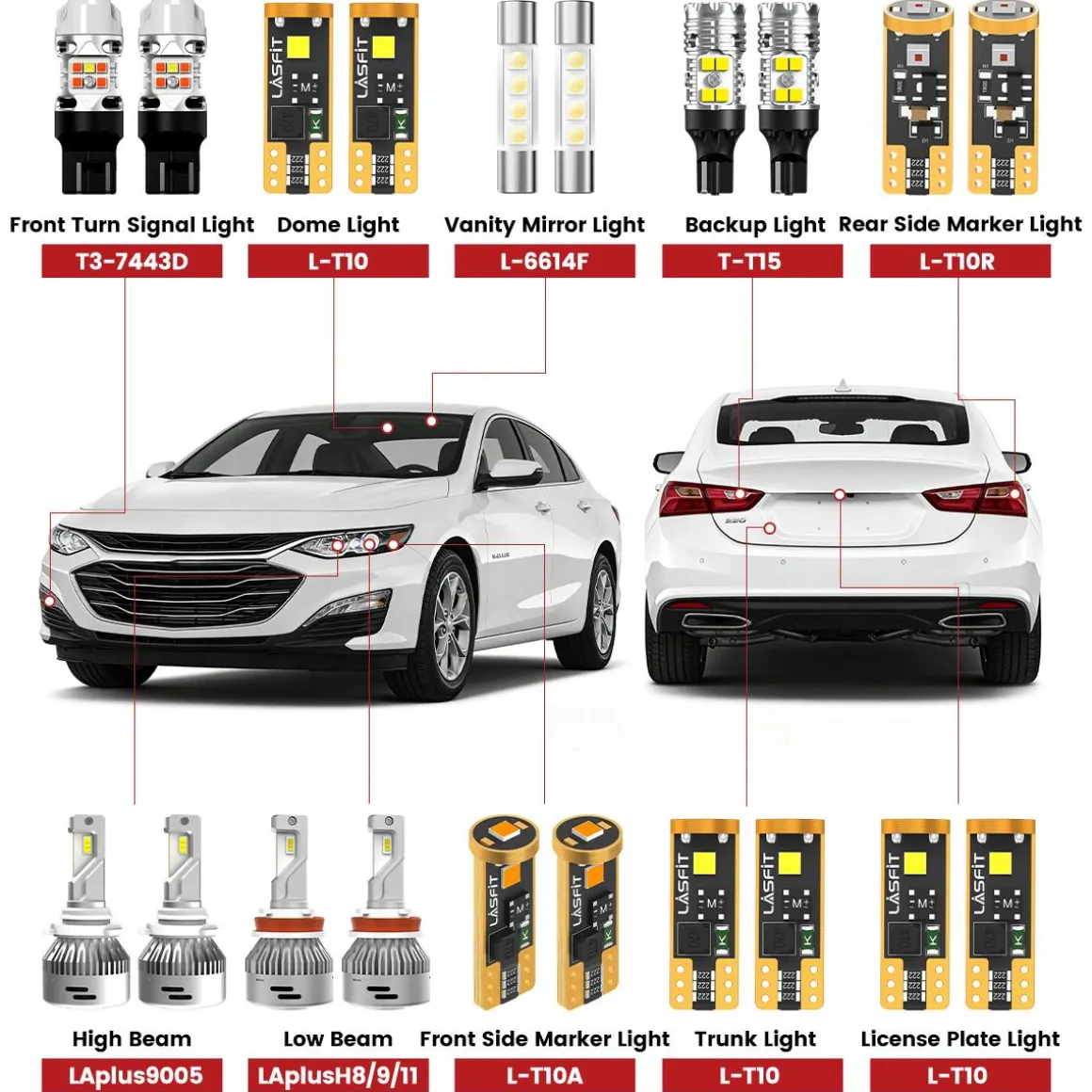 Fit for 2019-2025 Chevrolet Malibu LED Bulbs Upgrade | Tested and Verified