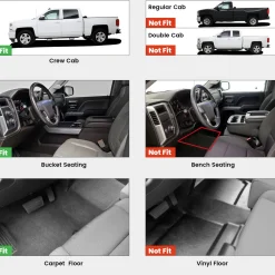 Fit for 2014-2018 Chevrolet Silverado 1500 Floor Mats, Fit Carpet Floor & Without 4*4 Shifter Only