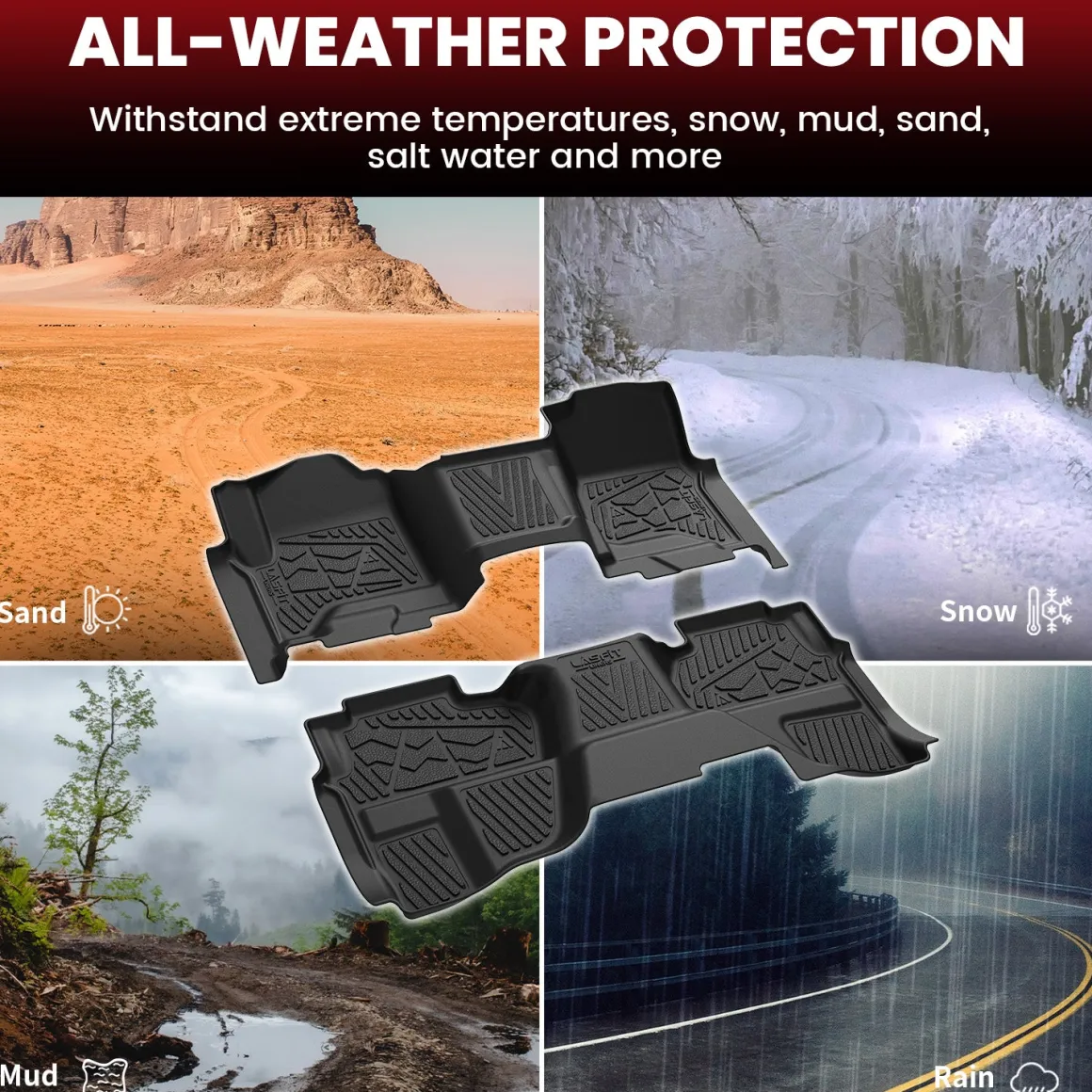 Fit for 2014-2018 Chevrolet Silverado 1500 Floor Mats, Fit Carpet Floor & Without 4*4 Shifter Only