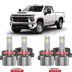 Fit for 2020-2026 Chevrolet Silverado HD 2500 3500 Custom H11 H9 LED Bulbs with Dust Cover | Pro-DC Series