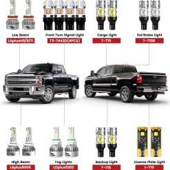 Fit for 2015-2019 Chevrolet Silverado 2500 3500 LED Bulbs Upgrade | Tested and Verified