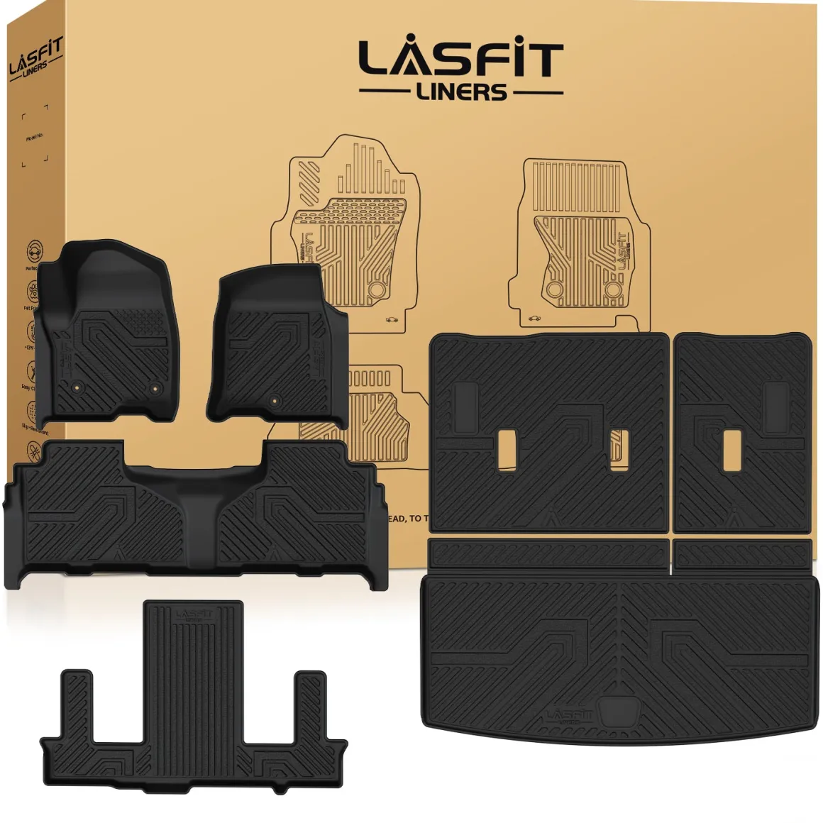 Fit for 2021–2026 Chevrolet Tahoe Floor & Cargo Mats Protection Sets, Not Fit 9 seats