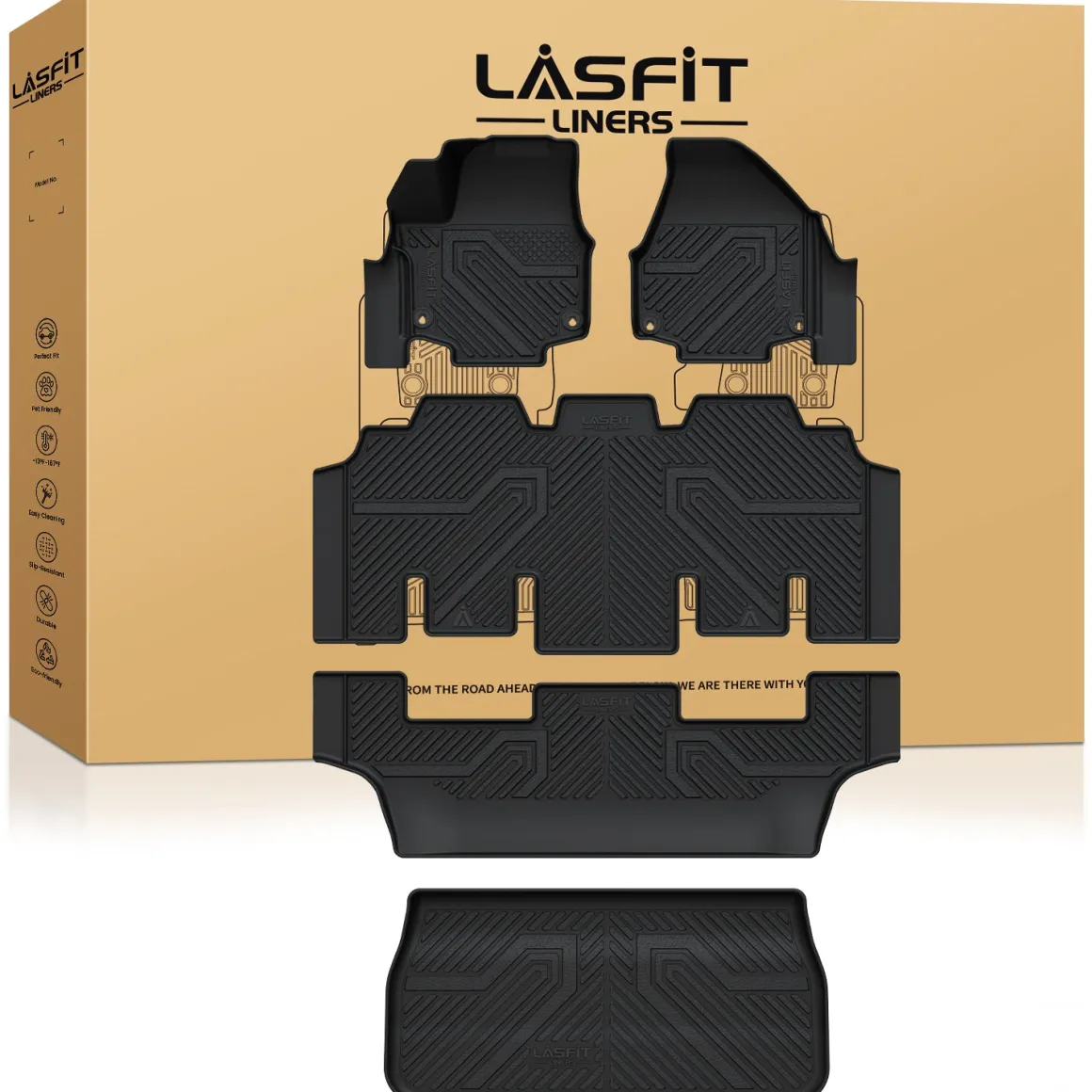 Fit for 2017-2027 Chrysler Pacifica Floor Mats & Cargo Mat, Only Fit 7-Passenger Gasoline with Bucket Seating