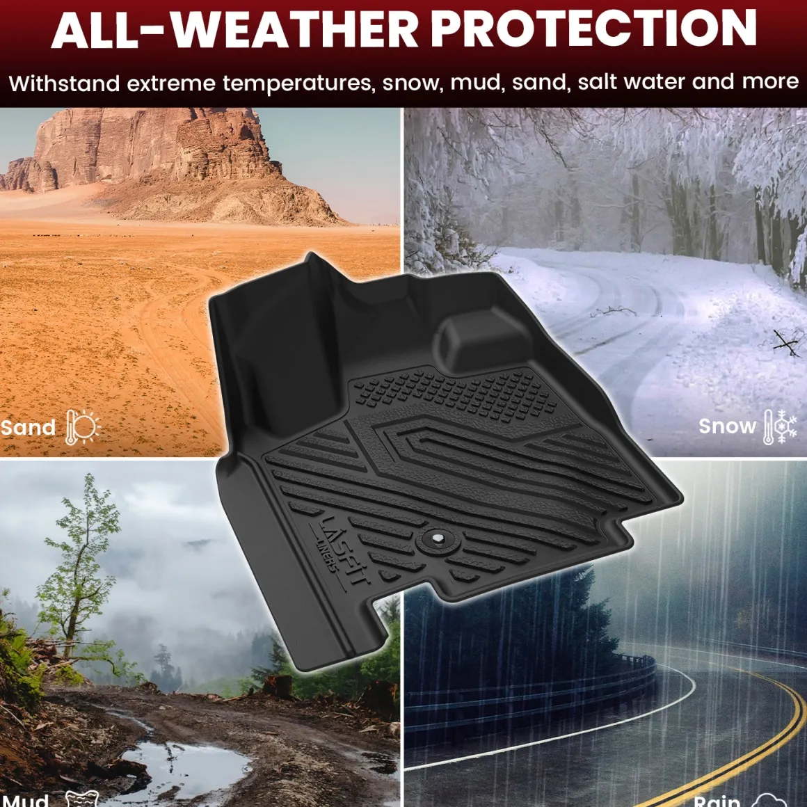 Fit for 2008-2016 Chrysler Town & Country Floor Mats or Cargo & Seatback Mats, Floor Mats Only Fit Stow 'N Go Bucket Seats (Standard)