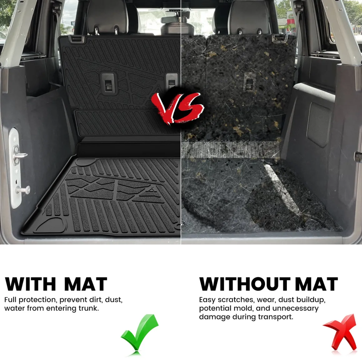 Fit for 2021-2026 Ford Bronco Custom Floor Mats or Cargo Mat, Not For Sport, Fit 4-Door & Not Rubberized Flooring