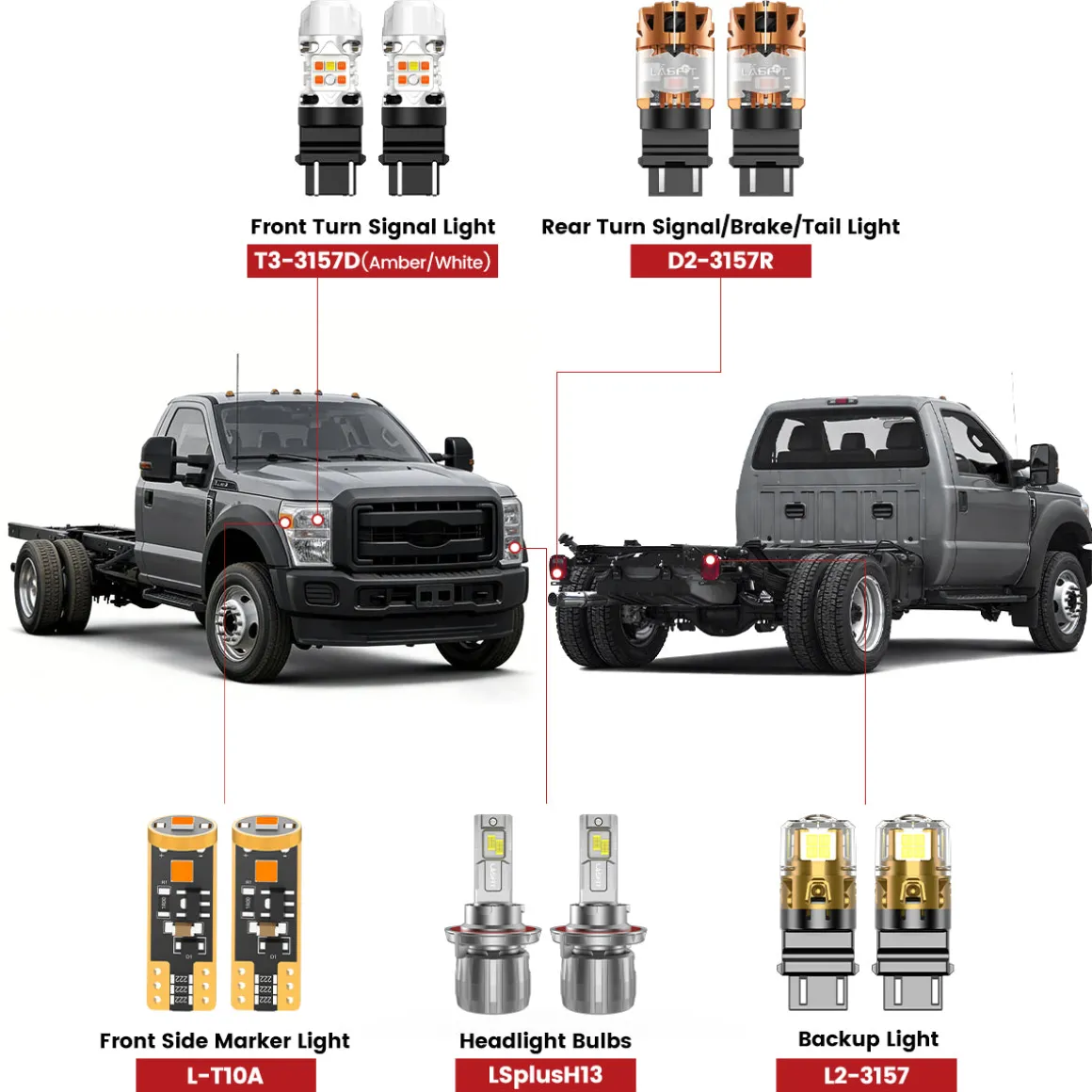Fit for 2011-2016 Ford Chassis Cab F-350/450/550 The Brightest LED Bulbs Upgrade
