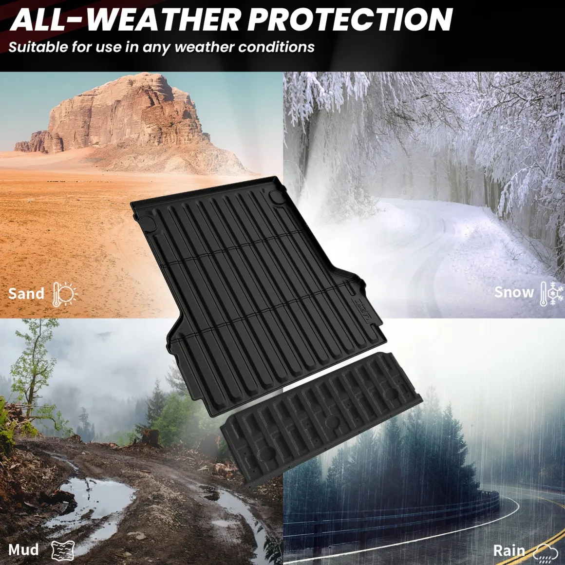 Fit for 2022-2026 Ford Maverick 4.5FT(54.4" ) Heavy Duty Truck Bed Mat or Tailgate Mat, Not Fit Drop-in liners