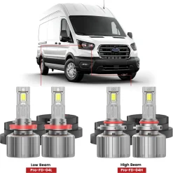 Fit for 2015-2025 Ford Transit-150/250/350 Custom H11 9005 LED Bulbs w/ Dust Cover | Pro-DC Series