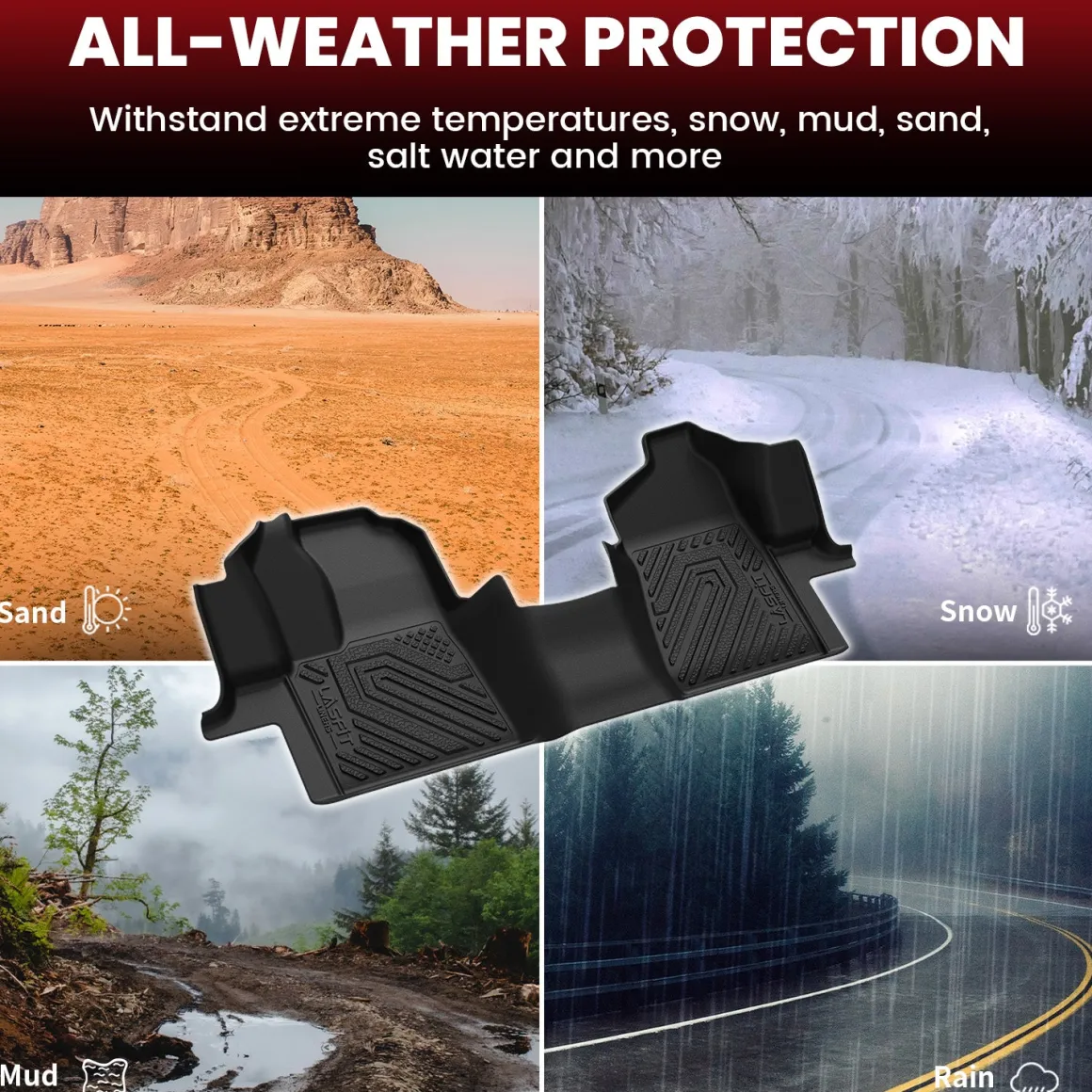 Fit for 2015-2021 Ford Transit 150/250/350 Floor Mats 1st Row, Fit Vinyl Floor Only