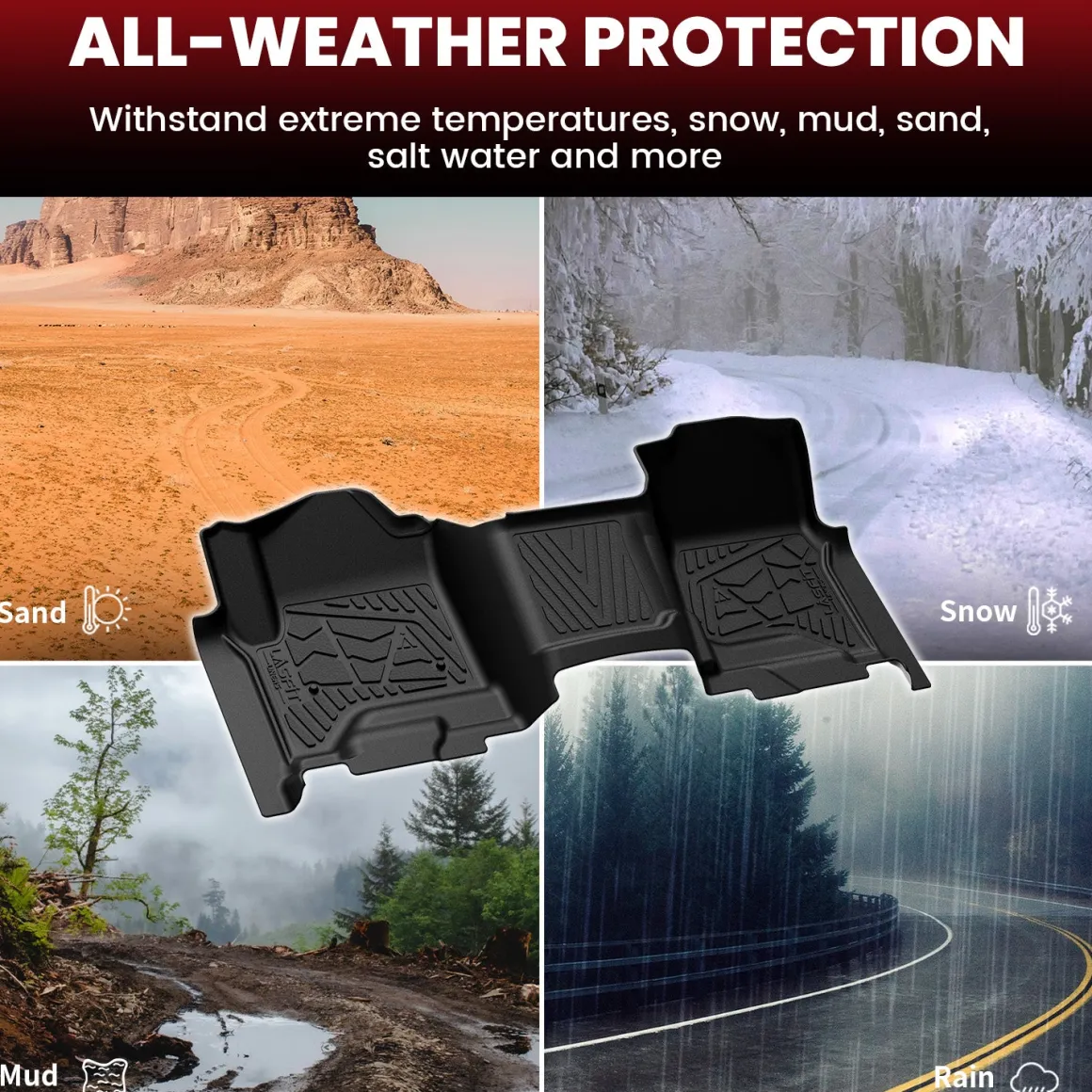 Fit for 2015-2019 GMC Sierra 2500HD 3500HD Floor Mats, Fit Carpet Floor & Without 4*4 Shifter Only