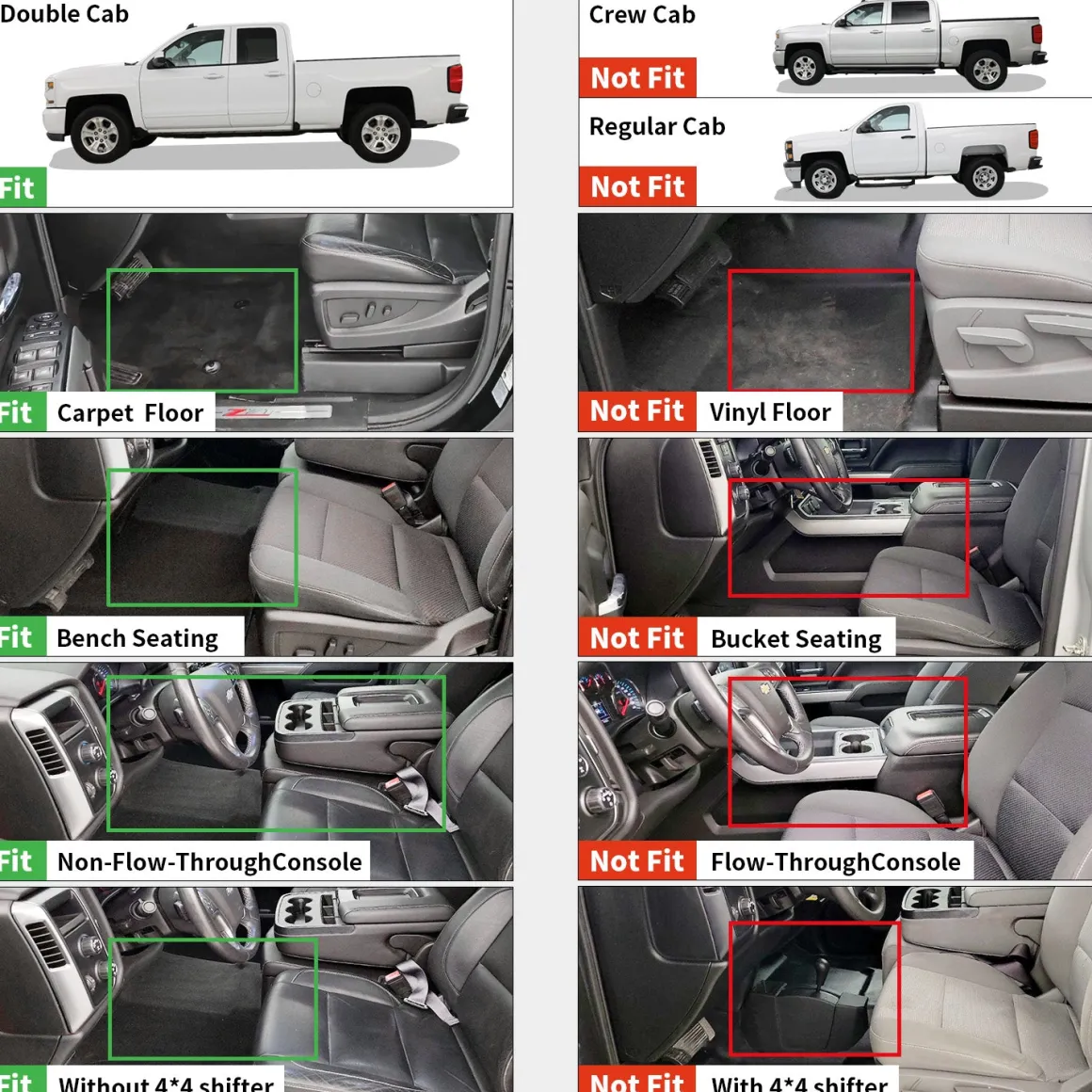 Fit for 2015-2019 GMC Sierra 2500HD 3500HD Floor Mats, Fit Carpet Floor & Without 4*4 Shifter Only