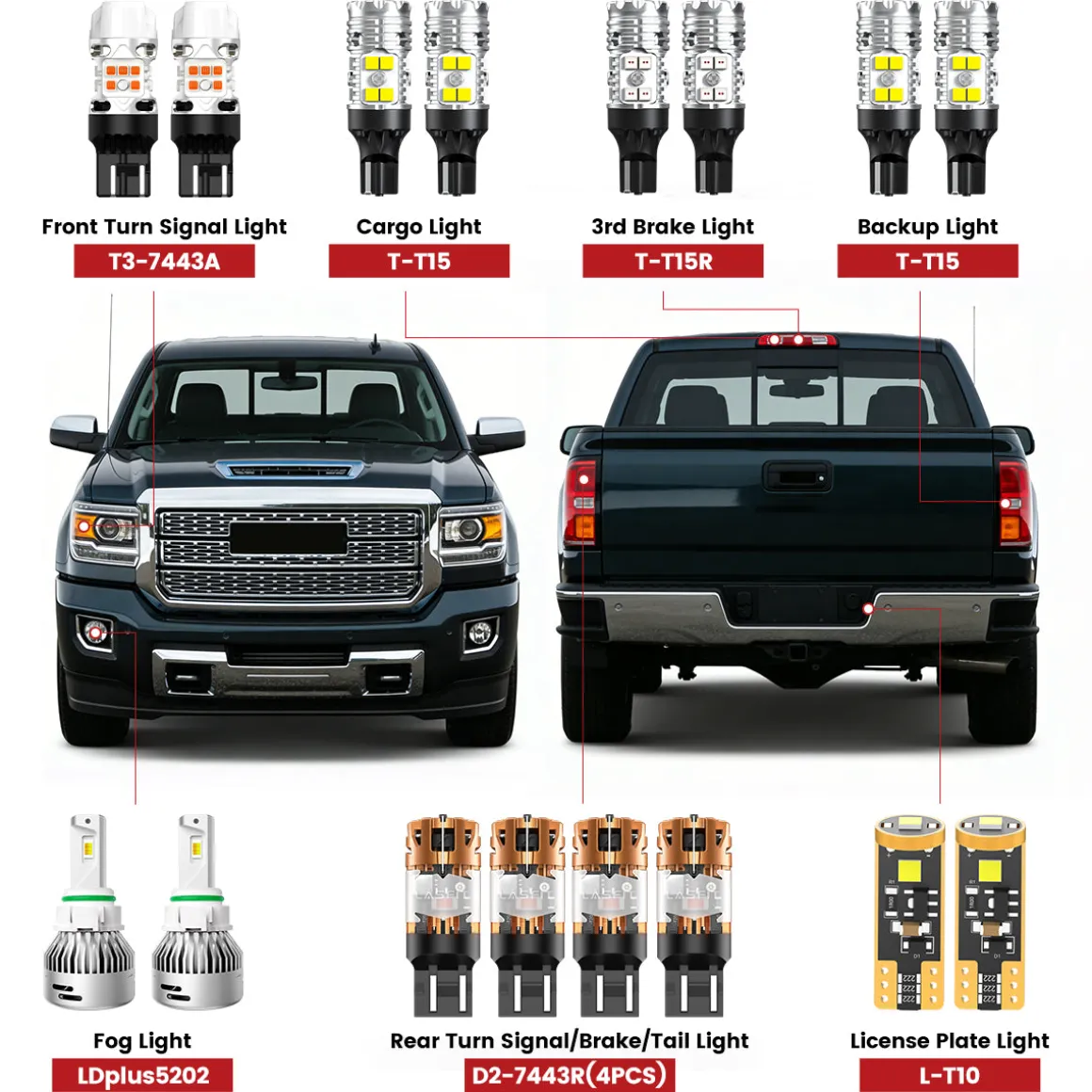 Fit for 2016-2019 GMC Sierra 2500HD 3500HD LED Bulbs Upgrade