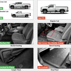 Fit for 2020-2026 GMC Sierra 2500HD 3500HD 1st Row Floor Mats, Fit Bucket Seat & Carpet Floor Only
