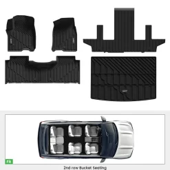 Fit for 2021–2026 GMC Yukon XL Floor & Cargo Mats Protection Set, Not Fit 9 Seats