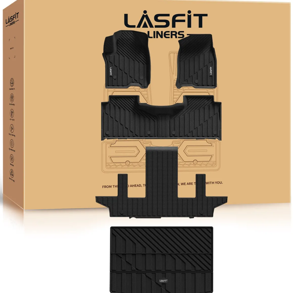 Fit for 2021–2026 GMC Yukon XL Floor & Cargo Mats Protection Set, Not Fit 9 Seats