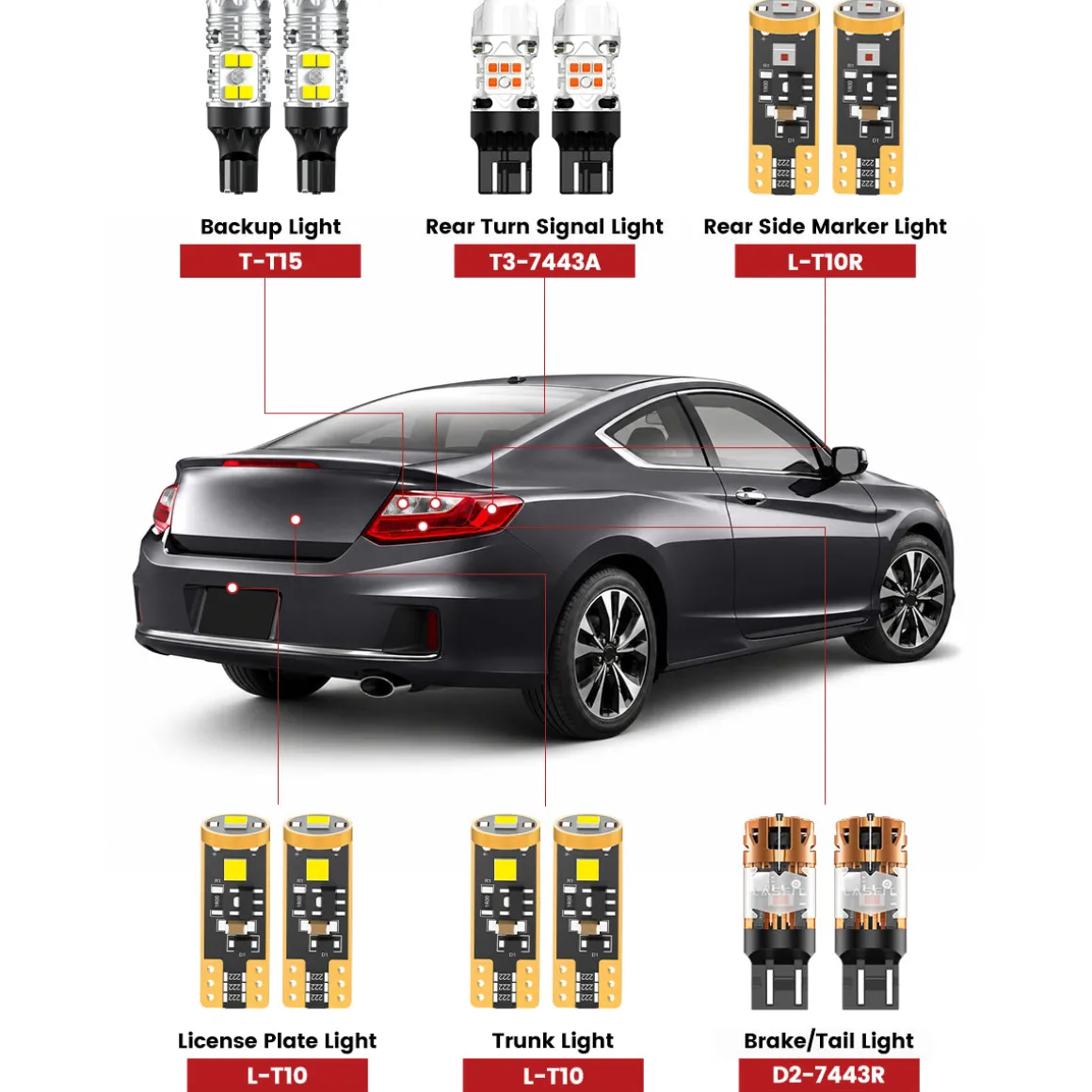 Fit for 2013-2015 Honda Accord Coupe The Brightest LED Bulbs Upgrade