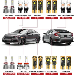 Fit for 2016-2021 Honda Civic Sedan Coupe Hatchback The Brightest LED Bulbs Upgrade | Tested and Verified