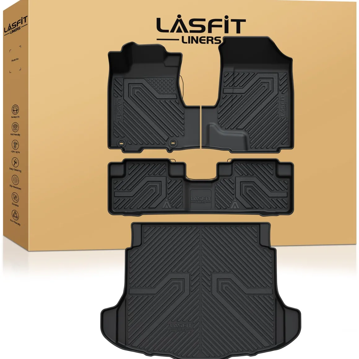 Fit for 2007-2011 Honda CR-V Floor Mats & Cargo Mat(For Passenger Seat Without Subwoofer)