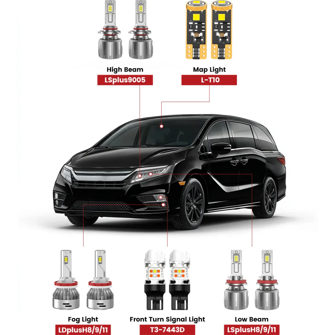 Fit for 2018-2020 Honda Odyssey The Brightest LED Bulbs Upgrade | Tested and Verified