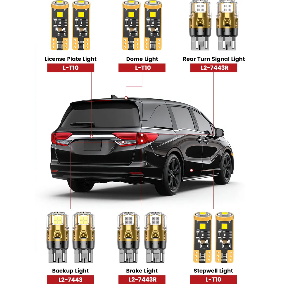 Fit for 2018-2020 Honda Odyssey The Brightest LED Bulbs Upgrade | Tested and Verified