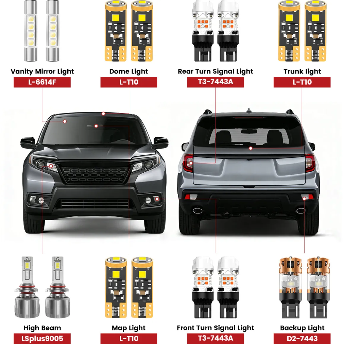 Fit for 2019-2021 Honda Passport The Brightest LED Bulbs Upgrade