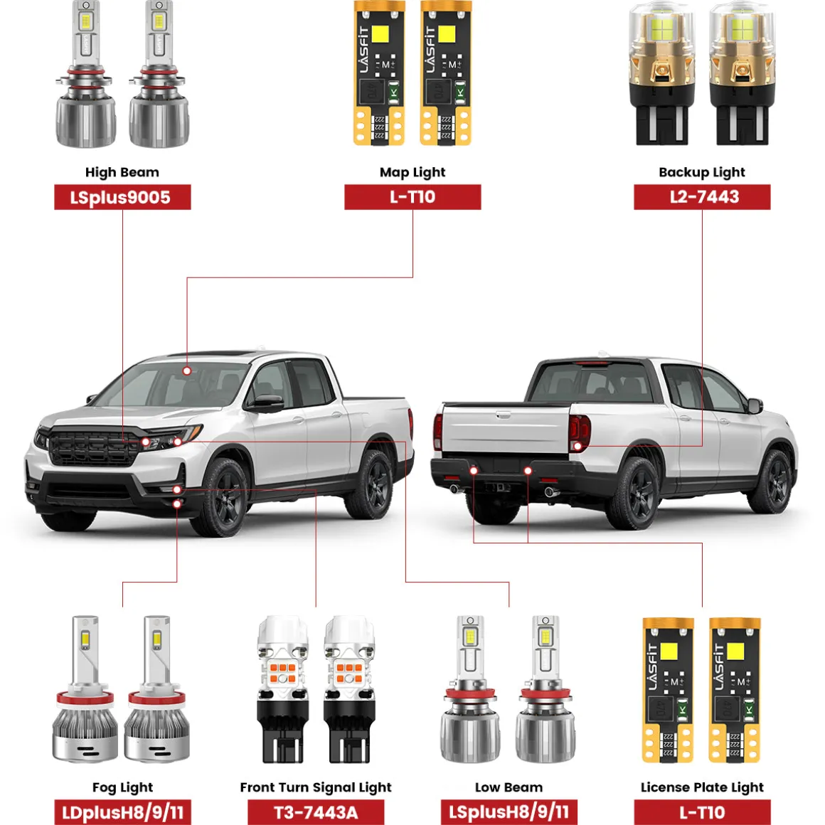 Fit for 2017-2026 Honda Ridgeline The Brightest LED Bulbs Upgrade | Tested and Verified