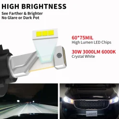 Fit for 2017-2018 Hyundai Elantra LED Bulbs 9005 H7 Exterior Interior Lights