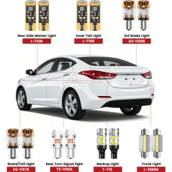 Fit for 2011-2013 Hyundai Elantra The Brightest LED Bulbs Upgrade