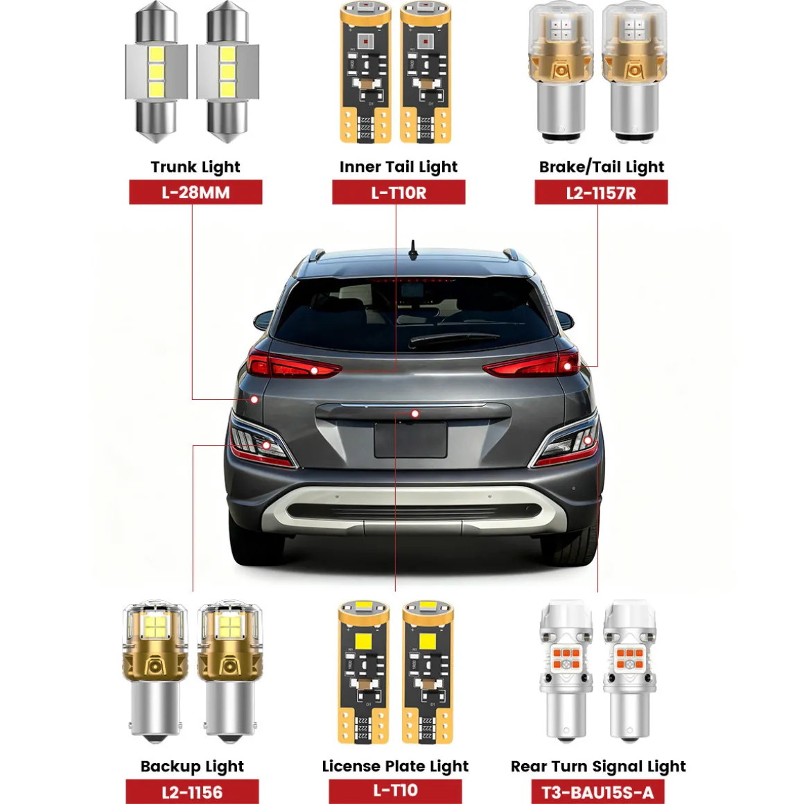 Fit for 2022-2023 Hyundai Kona The Brightest LED Bulbs Upgrade | Tested and Verified