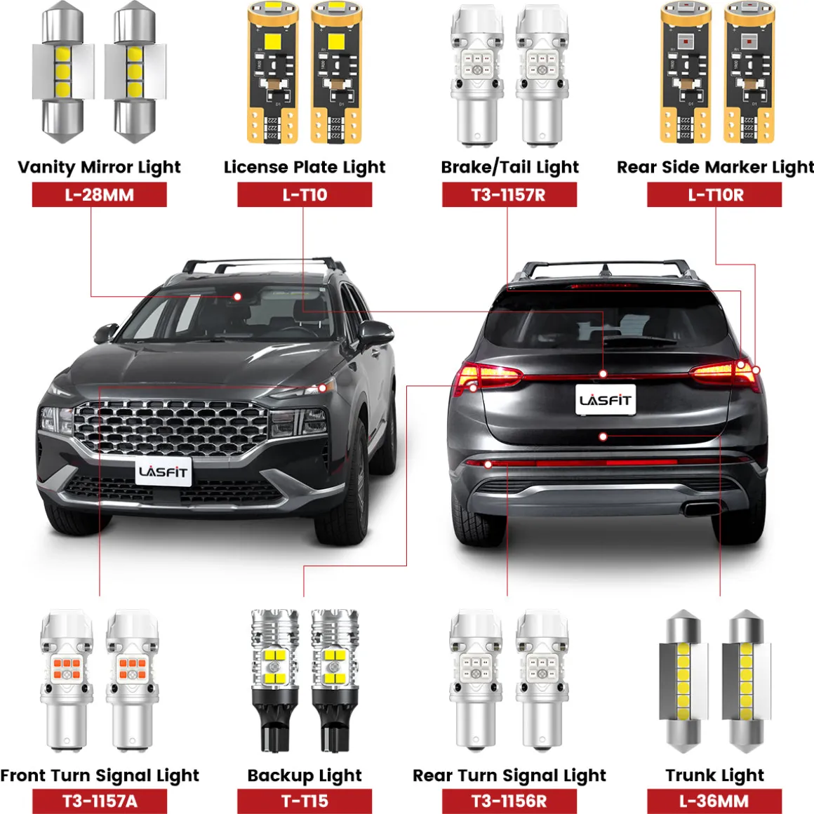 Fit for 2021-2023 Hyundai Santa Fe 1157 1156 921 LED Exterior Interior Lights