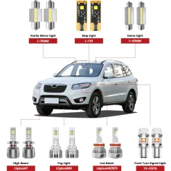 Fit for 2010-2012 Hyundai Santa Fe The Brightest LED Bulbs Upgrade