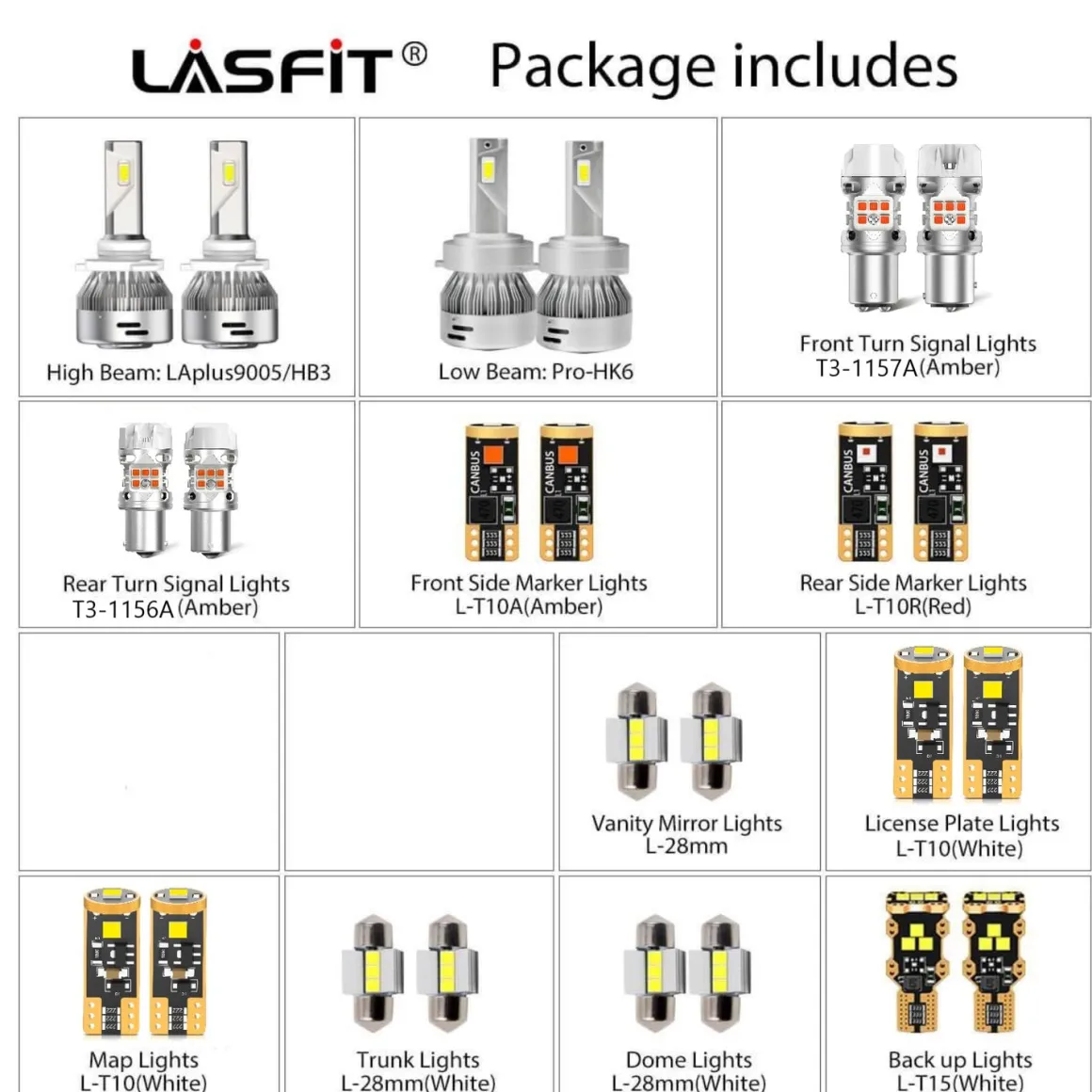 Fit for 2019-2021 Hyundai Veloster Custom H7 LED Bulb Exterior Interior Lights Plug and Play